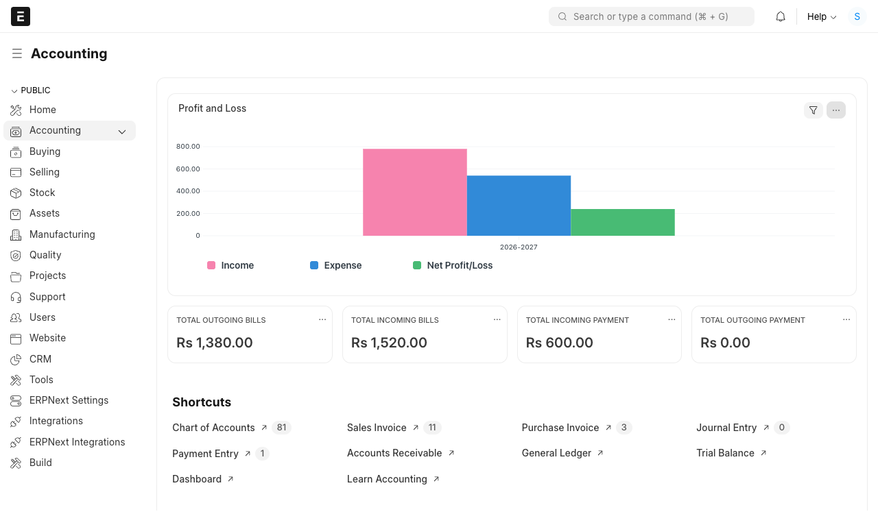 ERPNext Accounting Dashboard